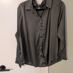 H&M Elegant Dark Green Dress Shirt